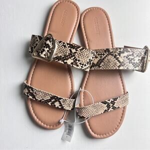 Old Navy Women's Double Strap Buckle Flat  Sandals Snake Skin Print Sz 10